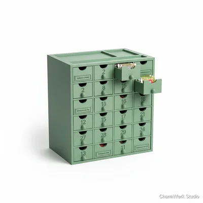 3D-gedruckter Adventstee-Organizer mit Schubladen