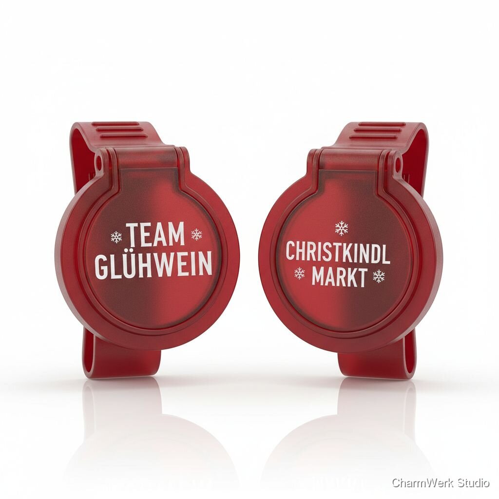 Christkindlmarkt-Becherhalter für Glühweinbecher (Gürtelclip)