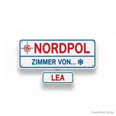 „Nordpol“-Türschild für Kinderzimmer mit Name