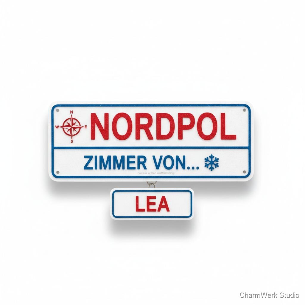 „Nordpol“-Türschild für Kinderzimmer mit Name