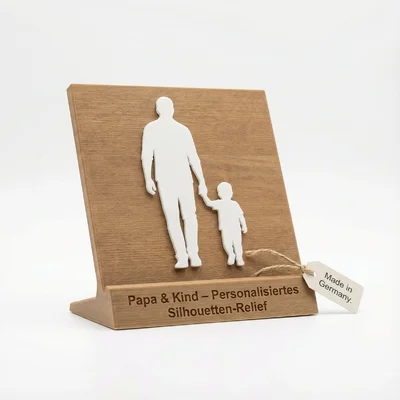 „Papa & Kind“-Figur als personalisiertes Silhouetten-Relief