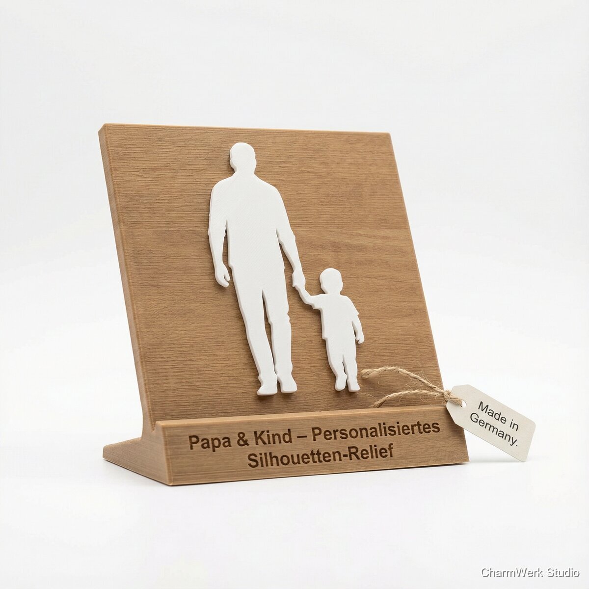 „Papa & Kind“-Figur als personalisiertes Silhouetten-Relief