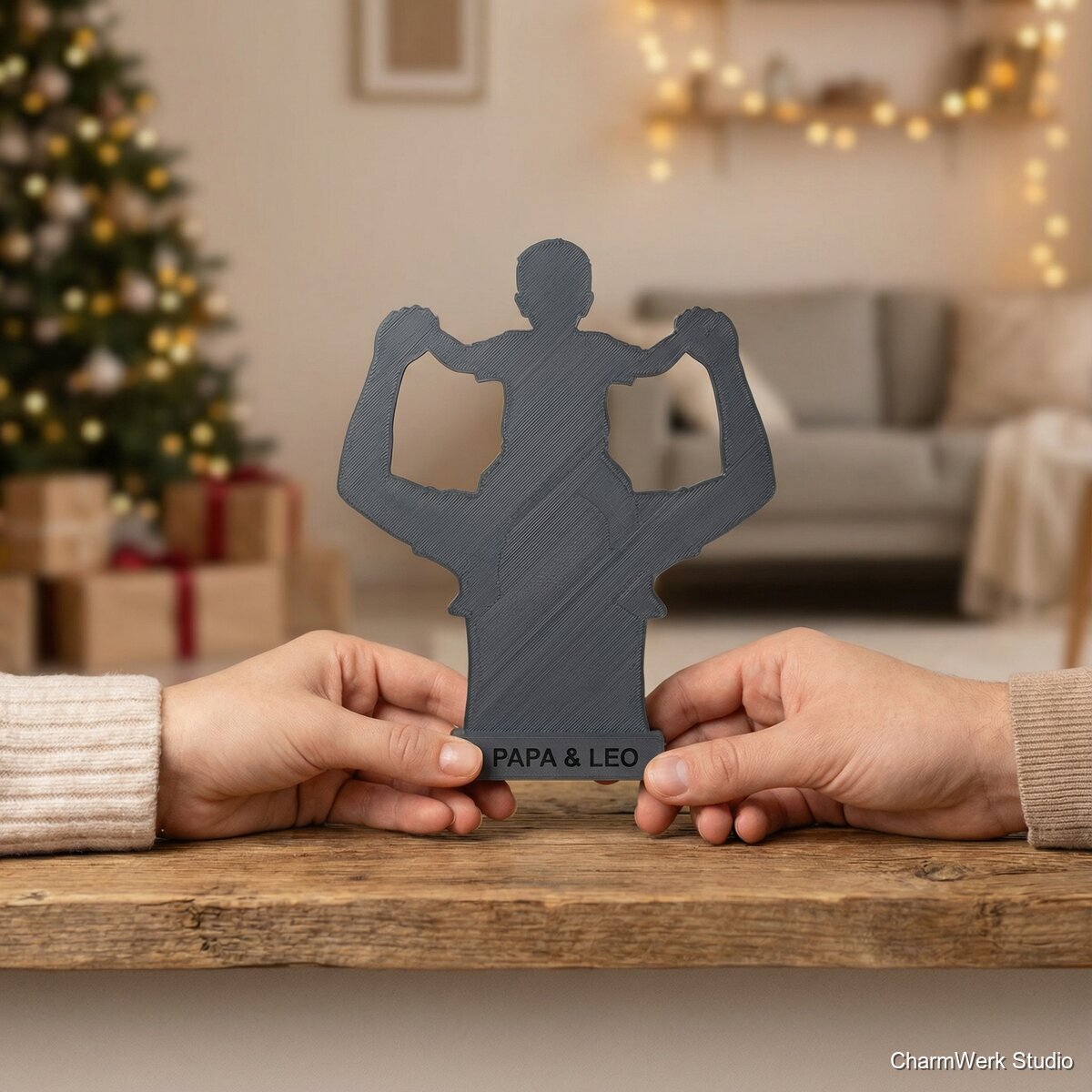„Papa & Kind“-Figur als personalisiertes Silhouetten-Relief - Lifestyle