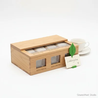 Tee-Probierstation mit Acrylfenster und 3D-Teeblatt-Clip