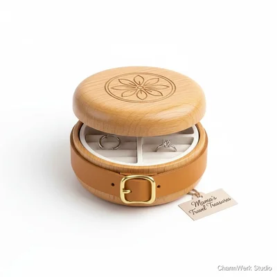 Mini-Schmuck-Travelcase mit Lederband und 3D-Inlay