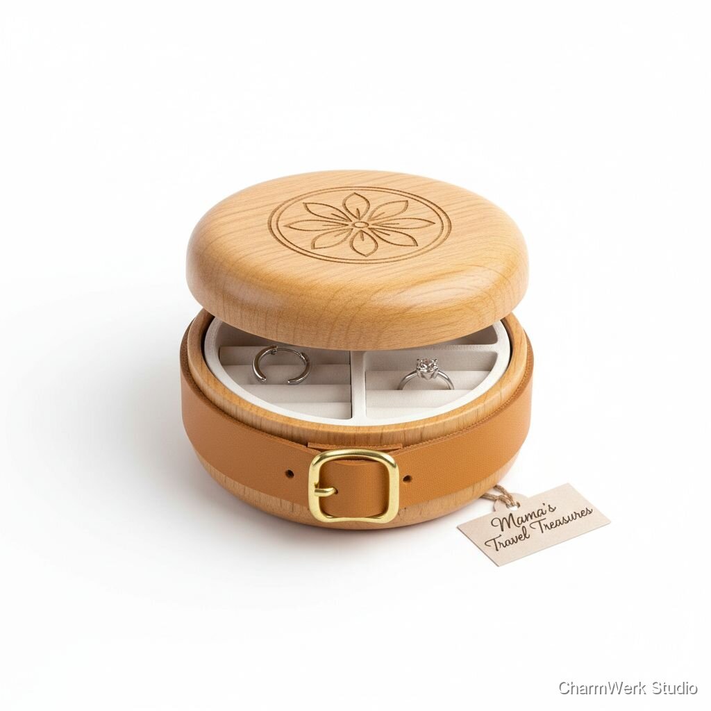 Mini-Schmuck-Travelcase mit Lederband und 3D-Inlay
