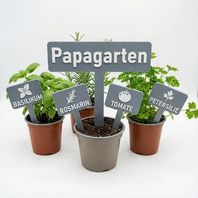 Garten-Schilder-Set als Stecksystem mit Papas Kräutern