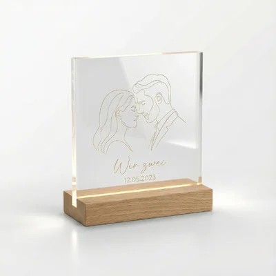 Acryl-„Wir zwei“-Portrait als Liniengravur