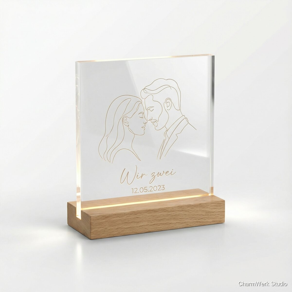 Acryl-„Wir zwei“-Portrait als Liniengravur