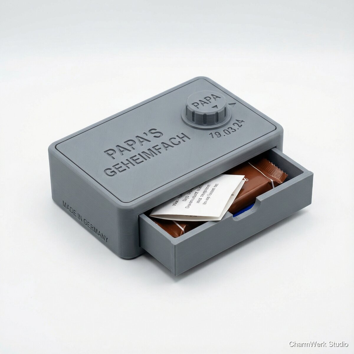 Puzzle-Box „Papa’s Geheimfach“ mit personalisiertem Code