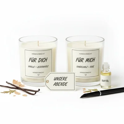 Kerzen-Paar im Glas mit persönlichem Duftmix