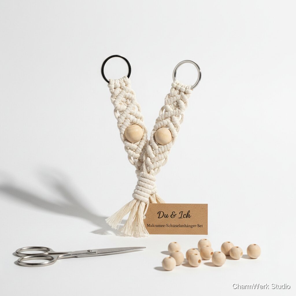 Makramee-Schlüsselanhänger-Set „Du & Ich“