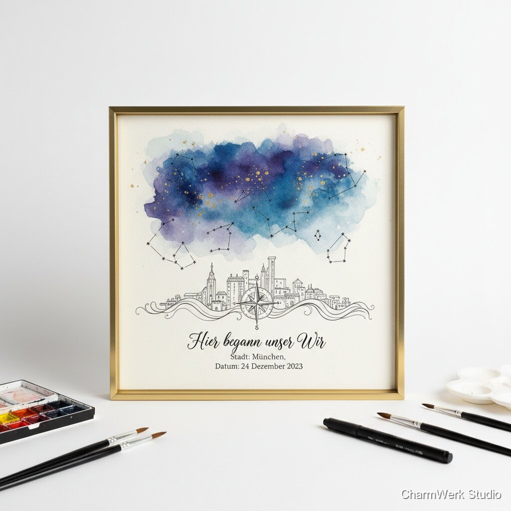 Handgezeichnete „Sternkarte“ eurer Nacht