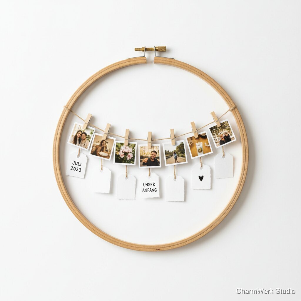 Mini-Foto-Girlande im Stickrahmen