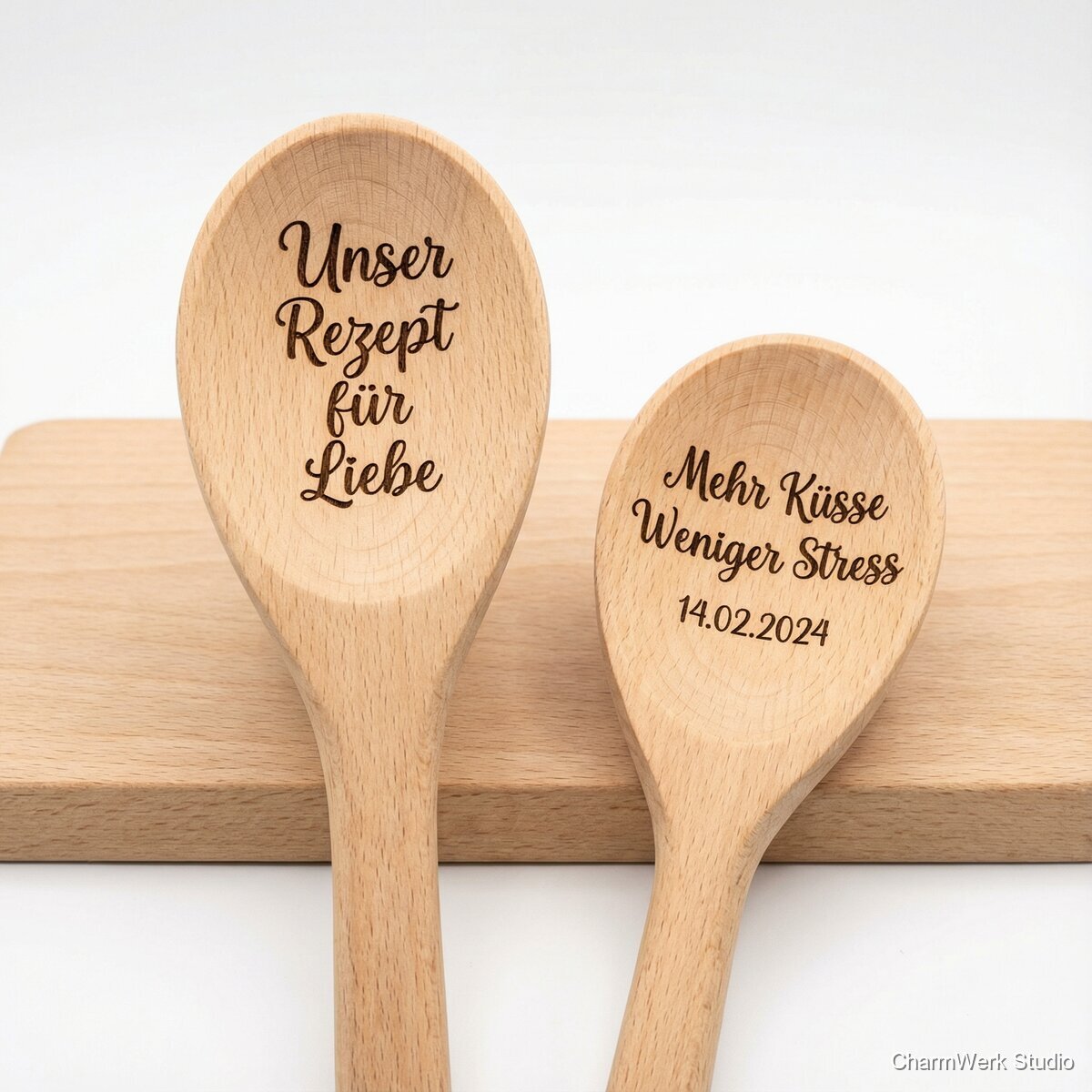Graviertes Kochlöffel-Set „Unser Rezept für Liebe“