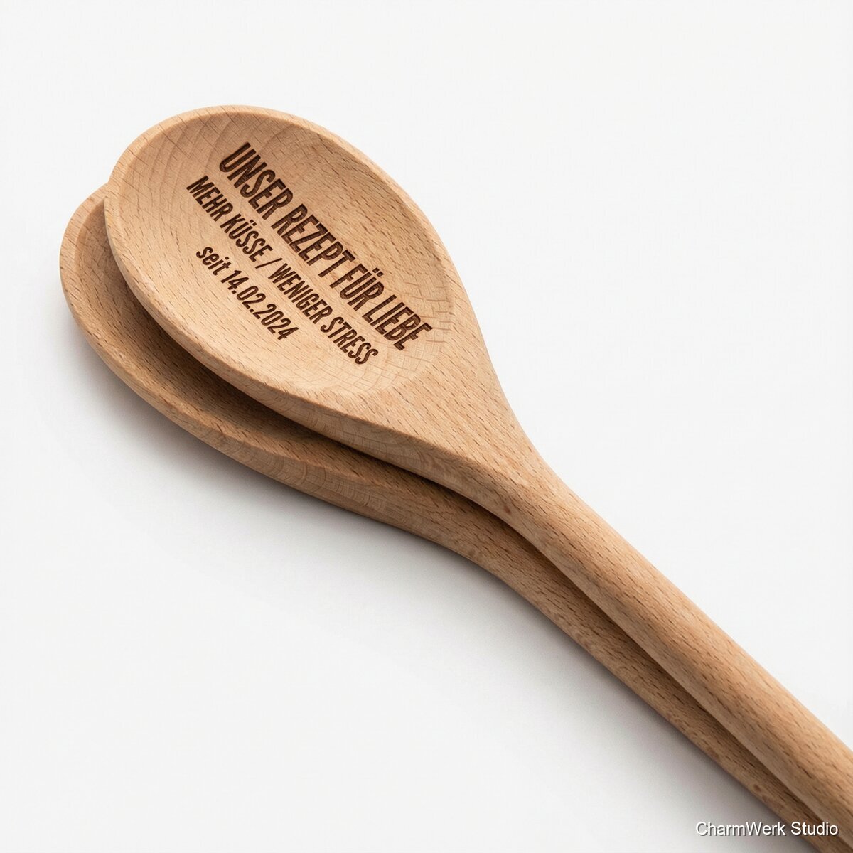 Graviertes Kochlöffel-Set „Unser Rezept für Liebe“ - Seitenansicht