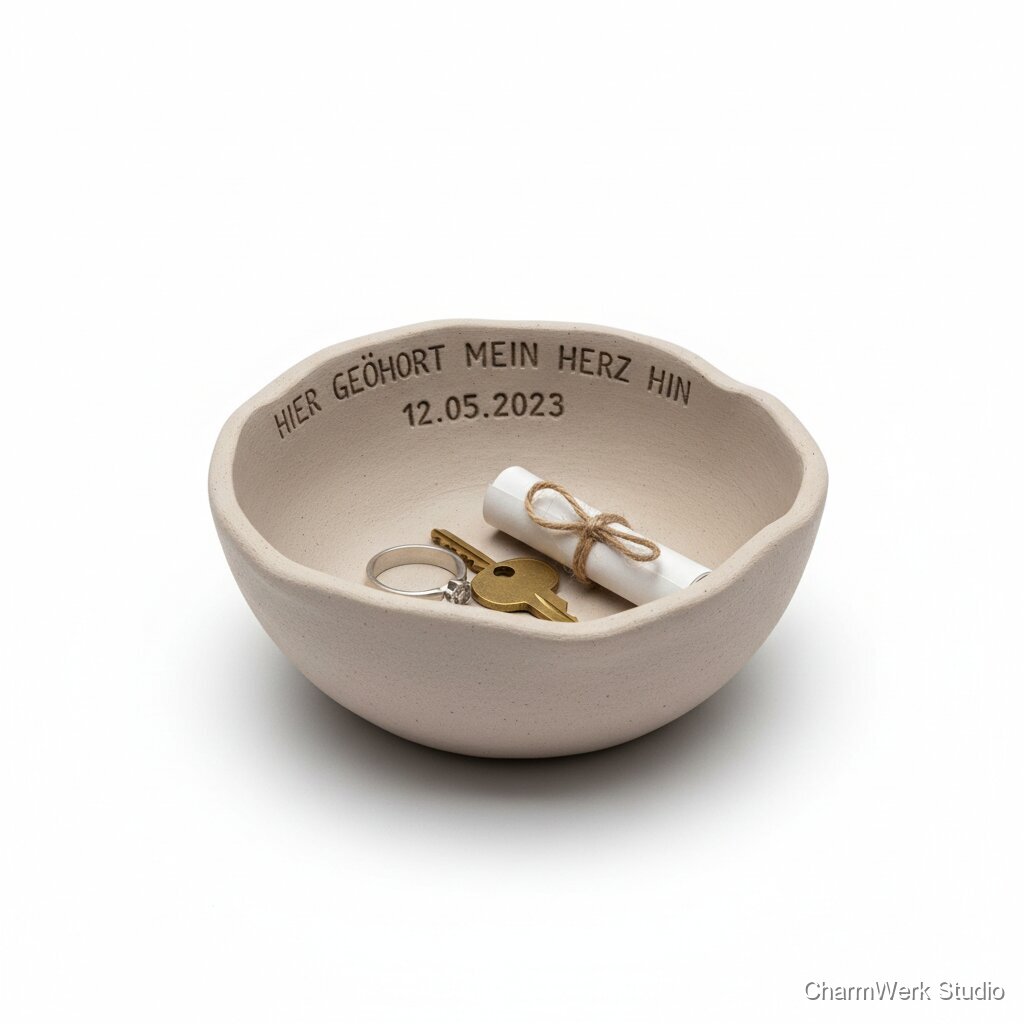 Handmodellierte „Unser Zuhause“-Schale aus Ton