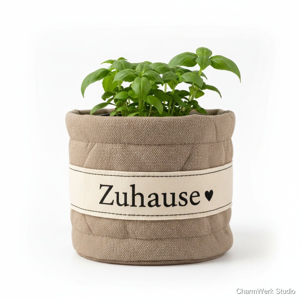 Mini-Pflanzenhalter aus Stoff mit personalisiertem Etikett