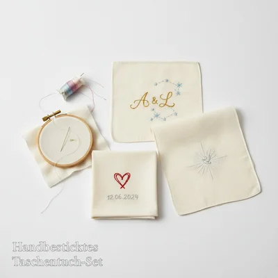 Handbesticktes Taschentuch-Set für besondere Momente