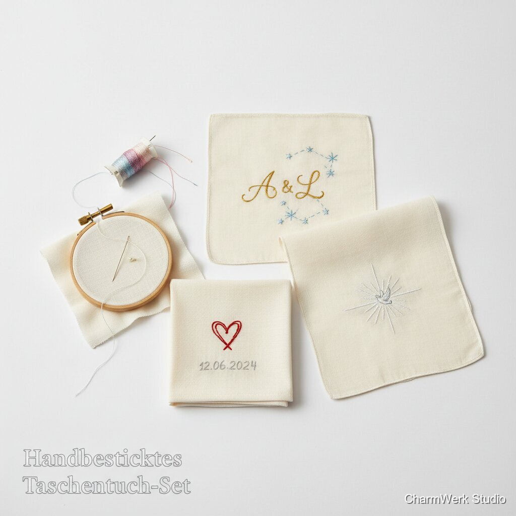 Handbesticktes Taschentuch-Set für besondere Momente