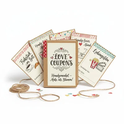 Handgemachtes Love-Coupon-Buch im Mini-Format