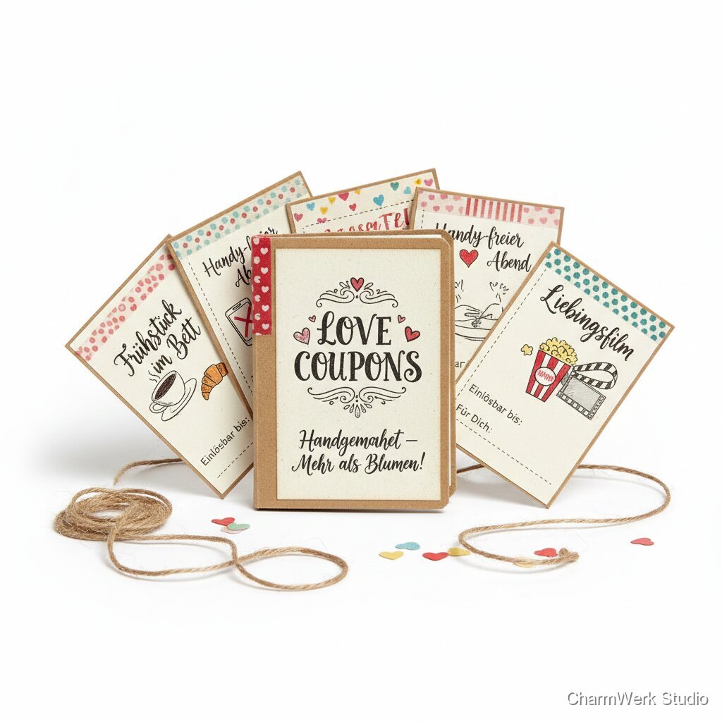 Handgemachtes Love-Coupon-Buch im Mini-Format