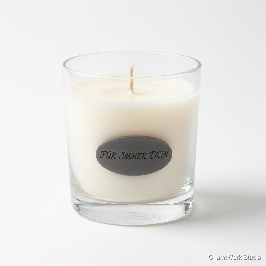 Duftkerze im Glas mit versteckter Liebesbotschaft