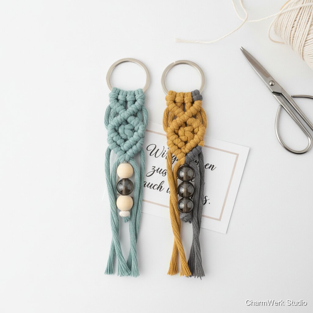 Personalisierte Makramee-Schlüsselanhänger für zwei