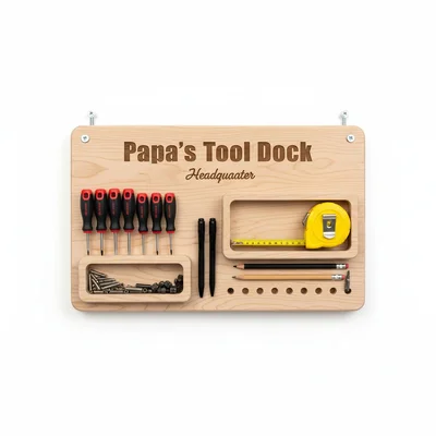 Werkstatt-Wandhalter „Papa’s Tool Dock“ aus Hartholz