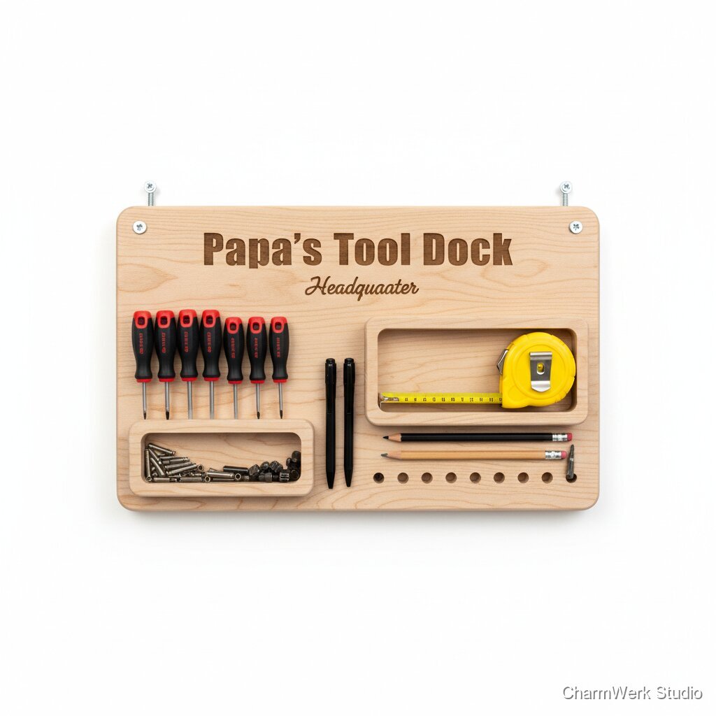 Werkstatt-Wandhalter „Papa’s Tool Dock“ aus Hartholz