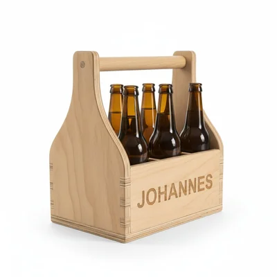 Personalisierter Bierträger aus Multiplex mit Griff
