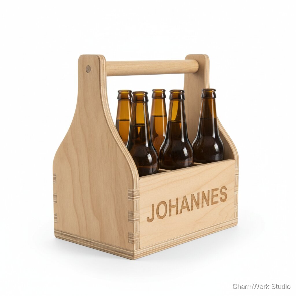 Personalisierter Bierträger aus Multiplex mit Griff