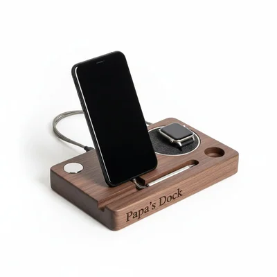 CNC-gefräster Smartphone-Dock mit Kabelkanal