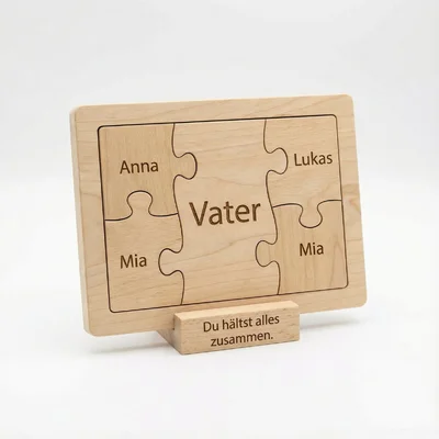 CNC-gefräste „Vater-Kind“-Puzzleplakette mit Namen