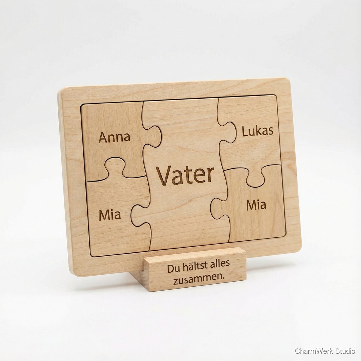 CNC-gefräste „Vater-Kind“-Puzzleplakette mit Namen