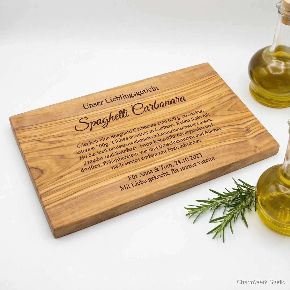 Rezeptbrett „Unser Lieblingsgericht“ mit Widmung - Seitenansicht