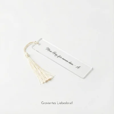 „Graviertes Liebesbrief“-Bookmark aus Acryl