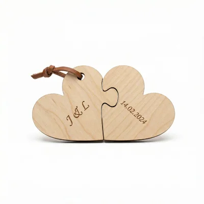 Herz-Puzzle aus Holz mit Initialen