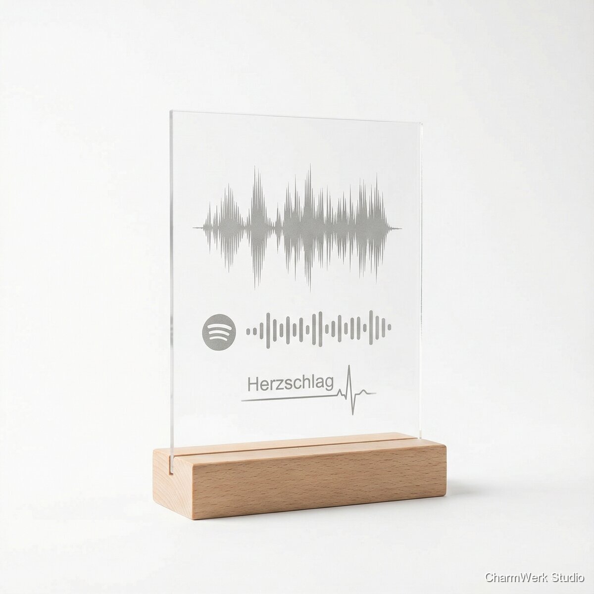 Acryl-„Song Code“-Aufsteller mit Herzlinie