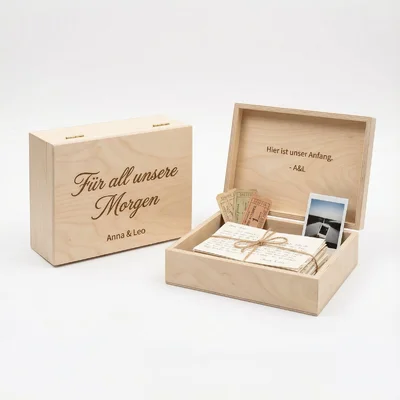Liebesbrief-Box mit graviertem Deckelzitat