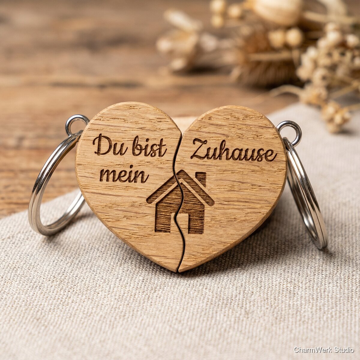 Schlüsselanhänger-Set „Du bist mein Zuhause“ - Detailansicht