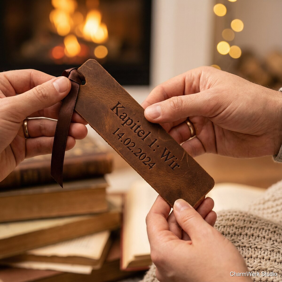 Graviertes Leder-Lesezeichen mit Liebeskapitel - Lifestyle