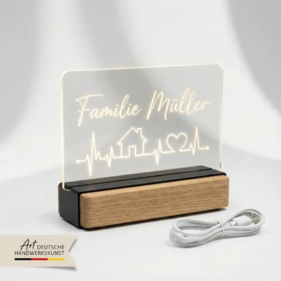 Acryl-Edge-Lit Nachtlicht mit Familienmotiv