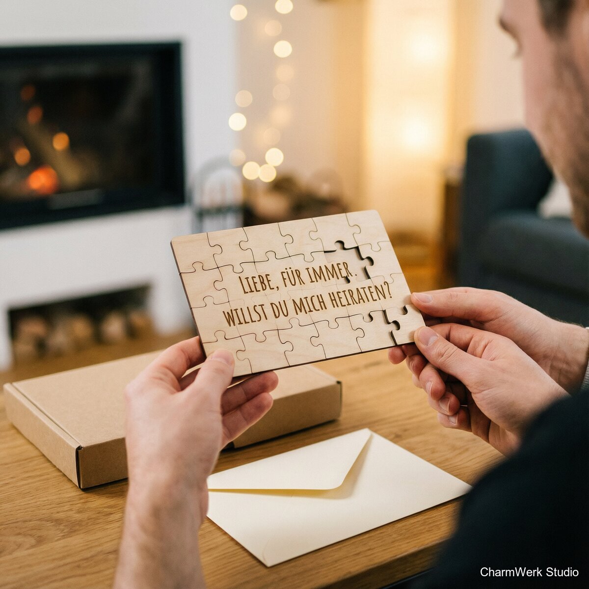Puzzle-Postkarte aus Holz mit Liebesbotschaft - Lifestyle