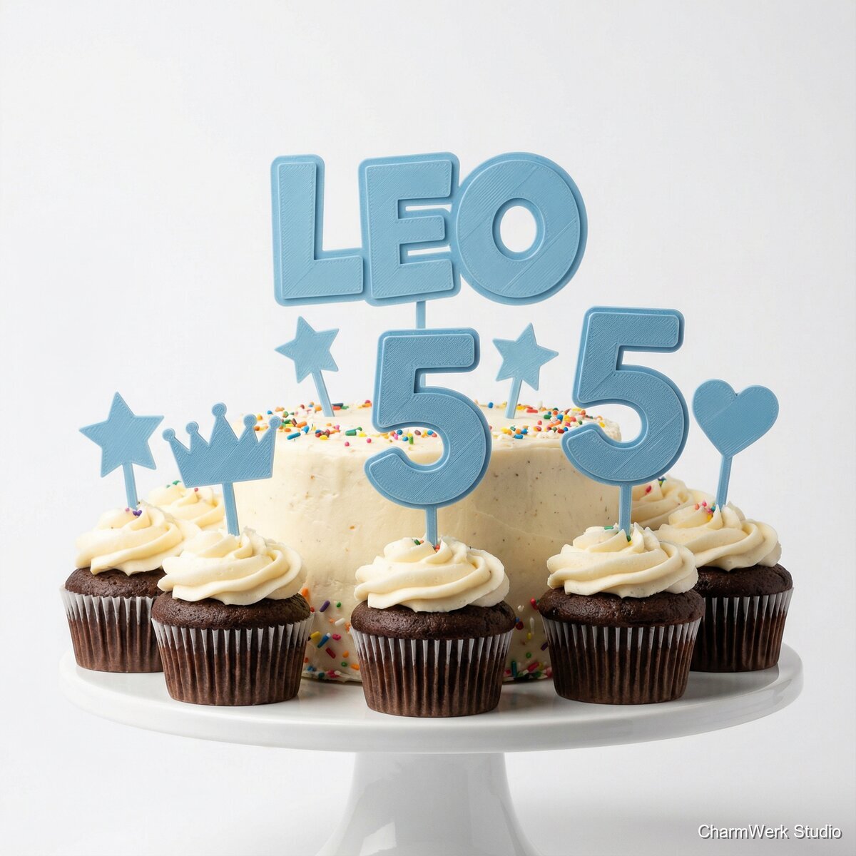 Geburtstags-Topper-Set für Kuchen und Muffins - Seitenansicht