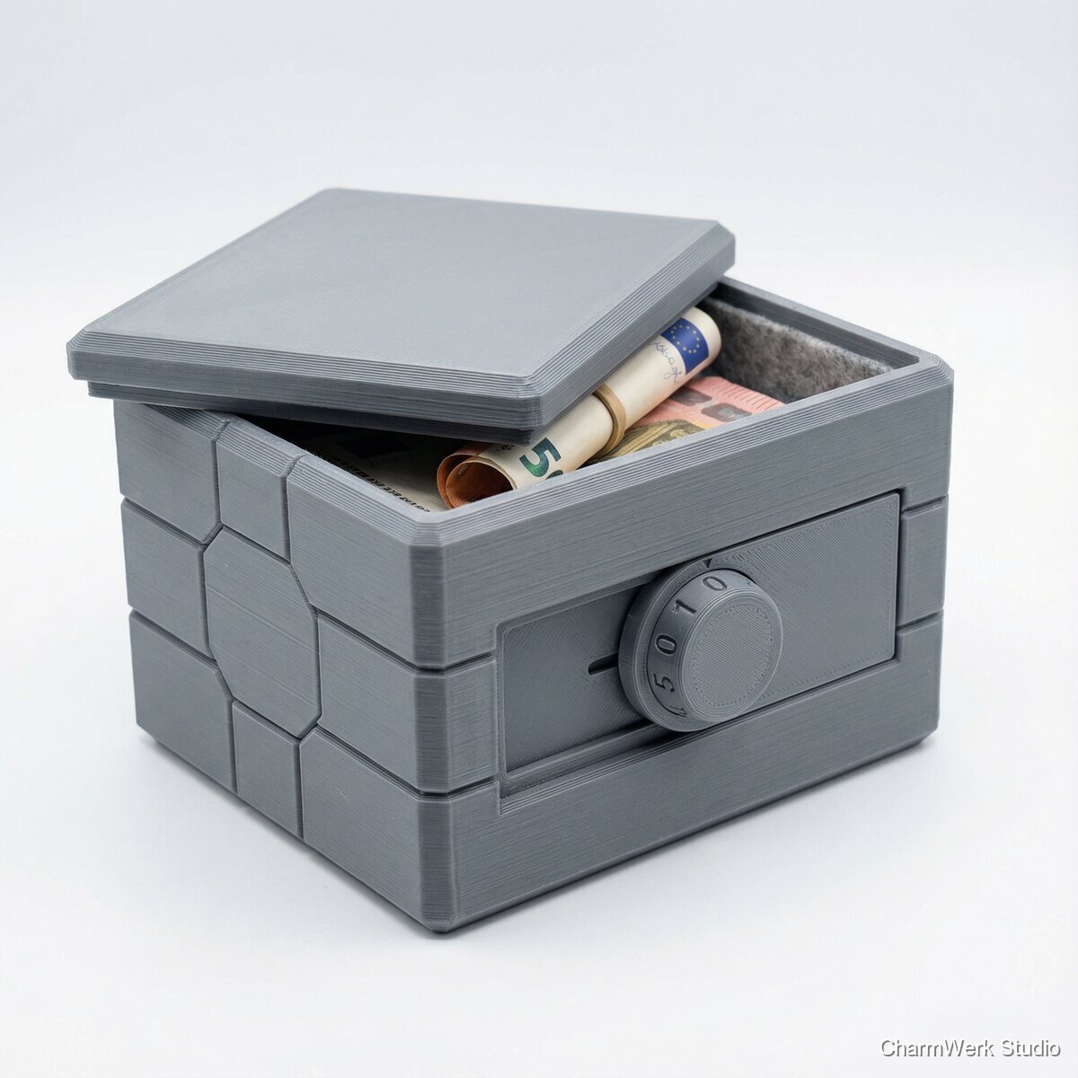 Puzzle-Schatzbox mit Geheimfach und Code - Seitenansicht