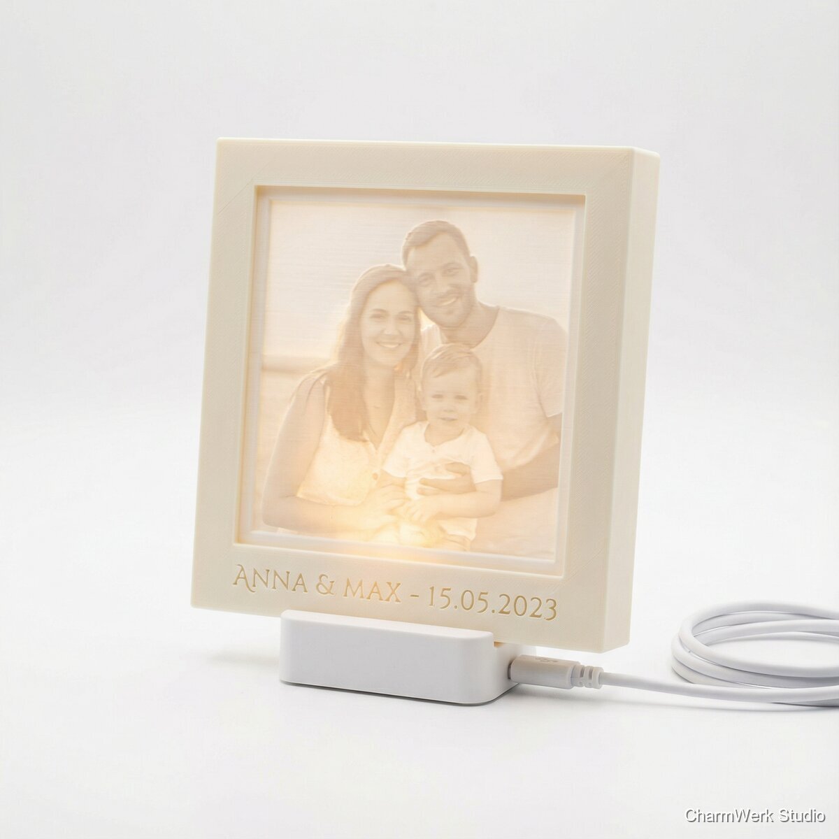 Lithophane-Fotorahmen als Nachtlicht