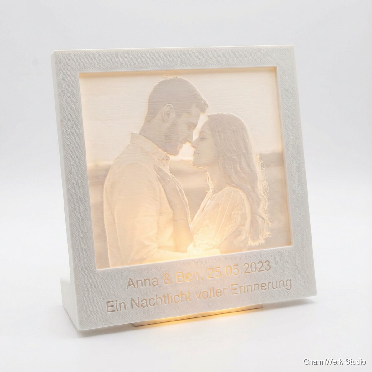 Lithophane-Fotorahmen als Nachtlicht - Seitenansicht