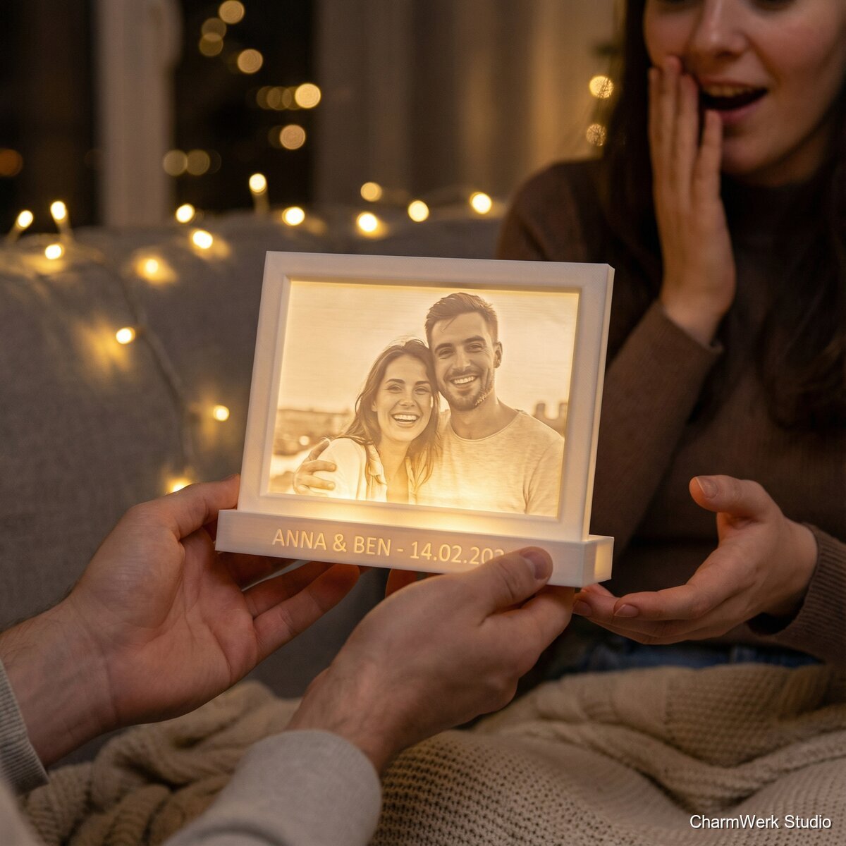 Lithophane-Fotorahmen als Nachtlicht - Lifestyle