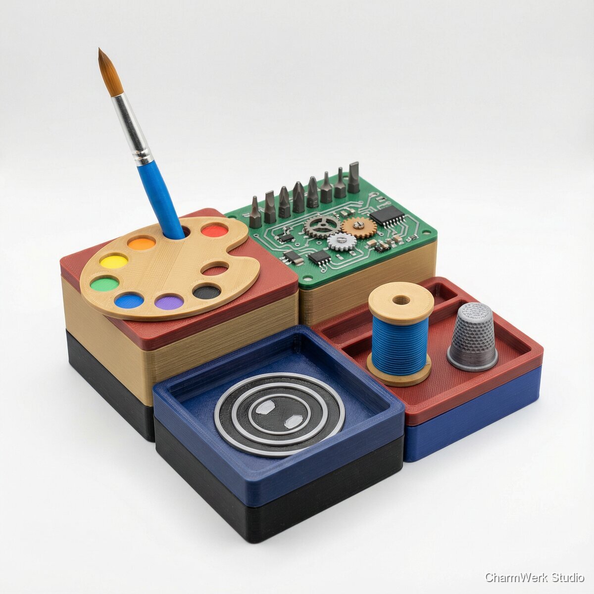 Schreibtisch-Organizer im Hobby-Design - Seitenansicht